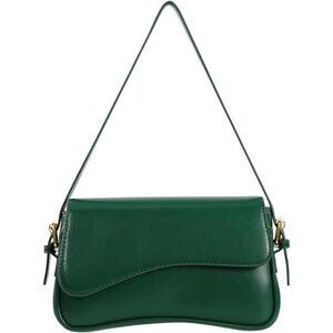 Shoulder Bag Vegan Leather with 2 Removable Strap Green